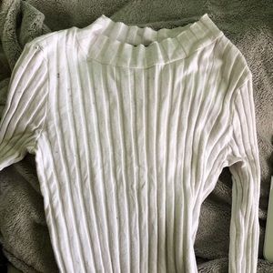 Zara Cropped White Long Sleeve Top